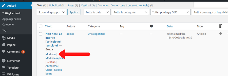 Associare Articolo e Template in in WordPress
