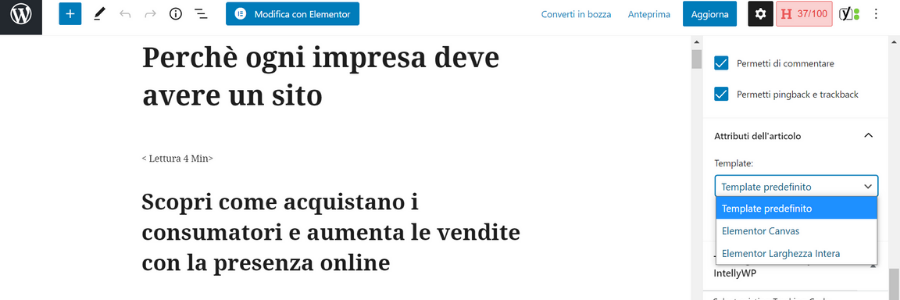 Associare un articolo al template