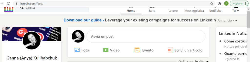 creare evento su LinkedIn